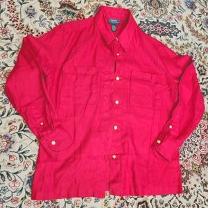 Lauren by Ralph Lauren 100% Linen Button Down Size 12ish